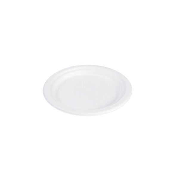 Βιοδιασπώμενο Πιάτο από ζαχαροκάλαμο - Λευκό - 18cm